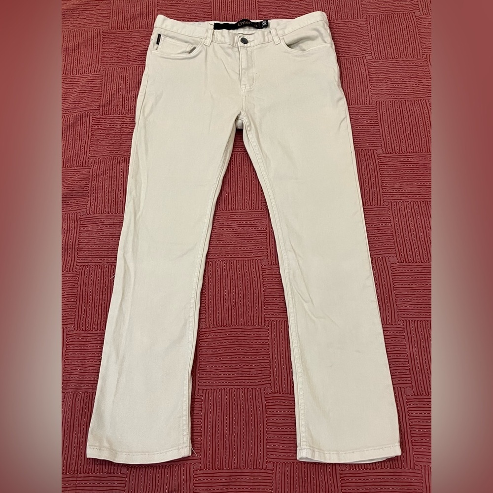 Emerica. Men’s size 36 W36L30 rise 10” skelter super slim fit jean pants - ecru